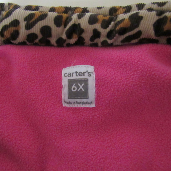 Carter's 6X Girls Leopard Snap Vest Fleece Lined - Picture 4 of 5